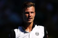Fucsovics during his match against Federer in 2018 Australian Open - Day 8