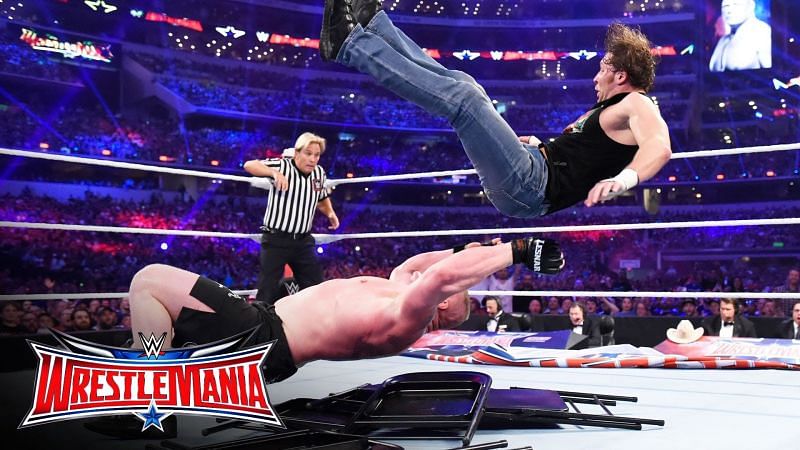 The Lunatic Fringe battled the Beast at WrestleMania 32