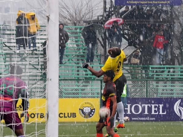 Players in action during the match between Gokulam Kerala FC and Real Kashmir FC