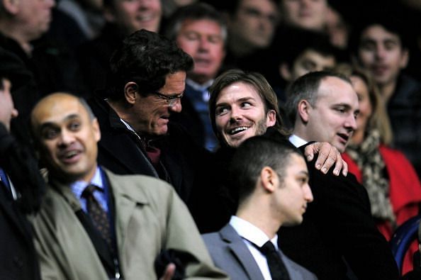 David Beckham (r) and Fabio Capello(l)