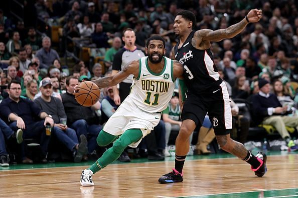 Kyrie Irving in action for the Celtics.