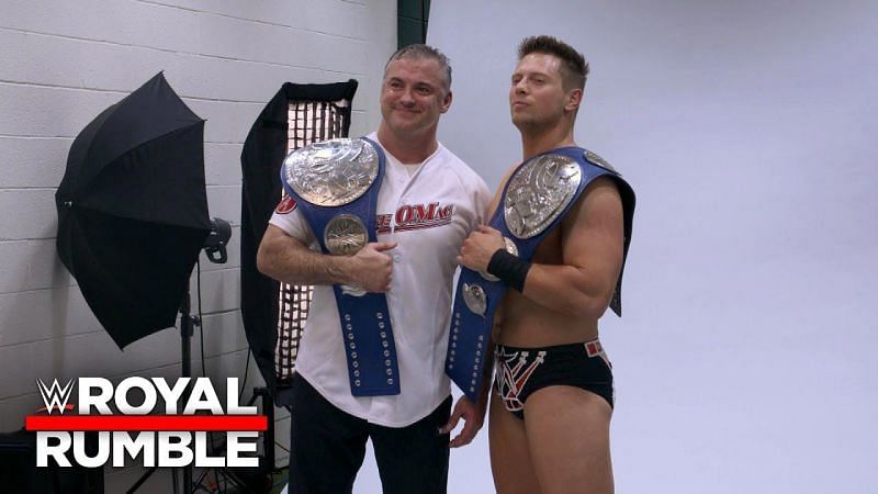 The Miz &amp; Shane McMahon after winning the SmackDown Live Tag Titles at the Royal Rumble.