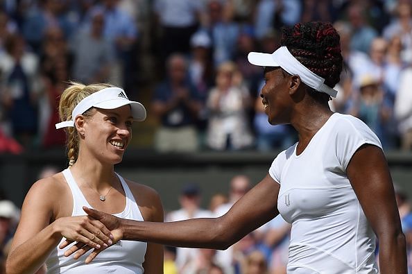 Venus Williams and Angelique Kerber at The Championships - Wimbledon 2016
