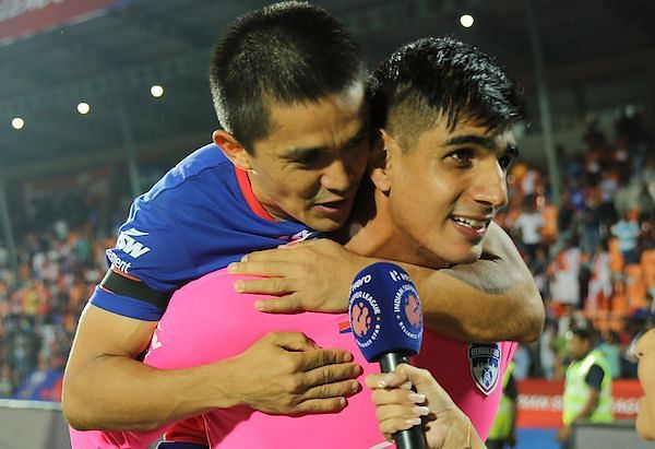 Sunil Chhetri (left) won his first ISL trophy this time around