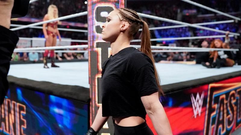 Ronda Rousey interjected herself at Fastlane in the match between Becky Lynch and Charlotte Flair.