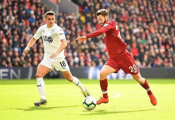 Adam Lallana in action against Burnley in the Premier League