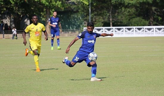 Chennaiyin FC&#039;s Francisco Fernandes in action against Colombo FC during the first leg of their AFC Cup playoff tie in Colombo