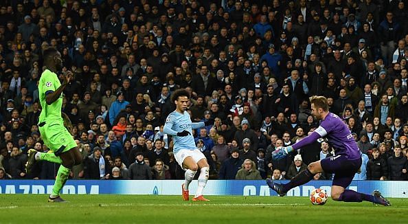 Sane was rampant against his former employers, as competitor Mahrez watched on from the bench