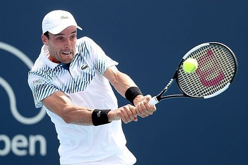 Bautista Agut in action on Day 7 of this year's Miami Open