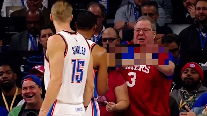 This Philadelphia 76ers fan decided to get into Westbrook&#039;s face during the 16/17 season