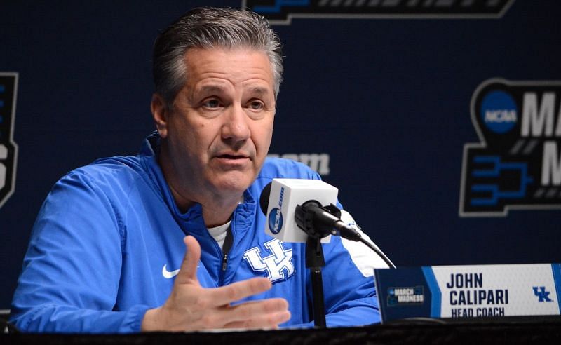 Kentucky coach John Calipari answers a question during a media session ahead of an NCAA second round game against Wofford set for Saturday in Jacksonville. (Photo Courtesy: Keith Taylor)