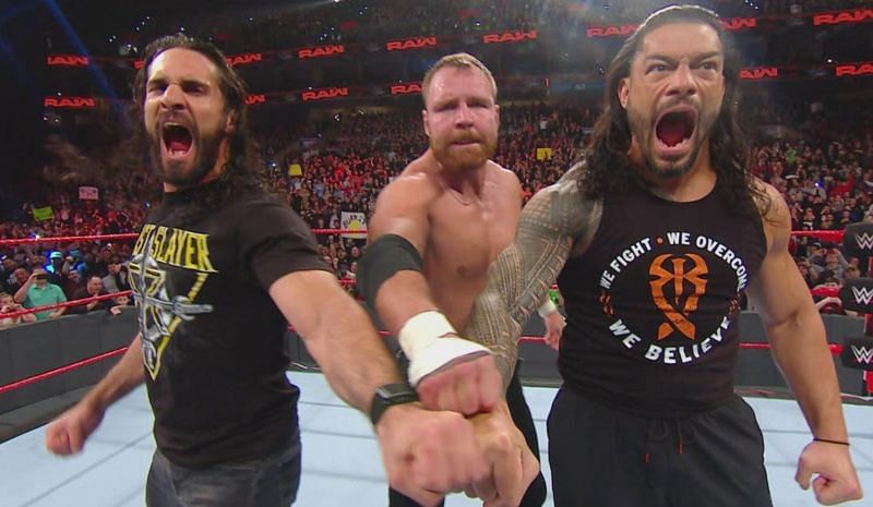 The team of Seth Rollins, Dean Ambrose and Roman Reigns are on the same page, for now.