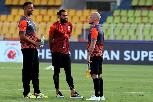 Pune City stars (from left) Robin Singh, Adil Khan and Iain Hume