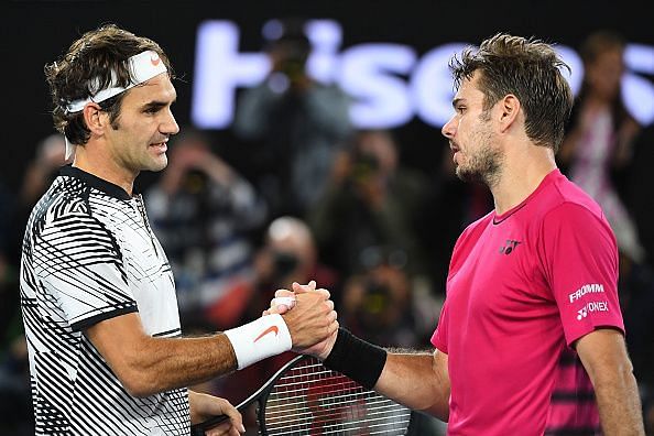 Federer and Wawrinka at 2017 Australian Open - Day 11