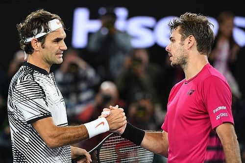 Federer and Wawrinka at 2017 Australian Open - Day 11