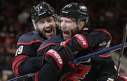 Aho leads Hurricanes past Blues in matchup of teams on tear
