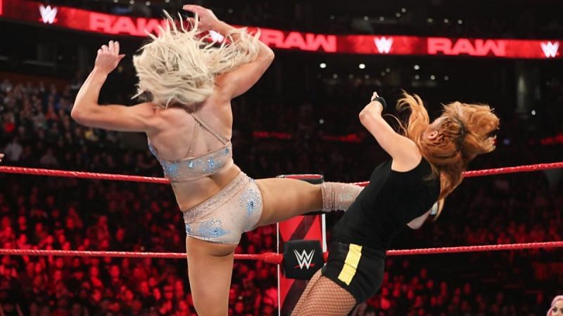 Charlotte attacked Becky out of nowhere during the match