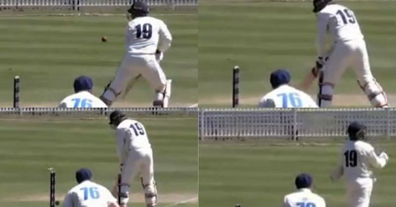 Victoria&#039;s James Pattinson couldn&#039;t believe his luck as he accidentally guided the ball back onto his own stumps in the JLT Sheffield Shield clash against NSW
