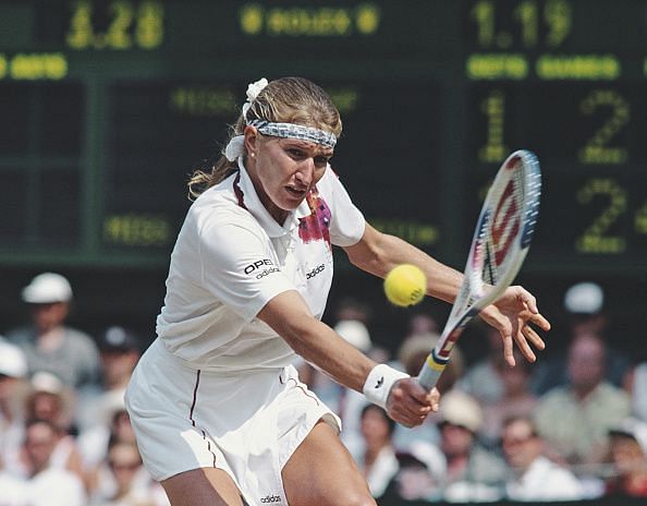 Steffi Graf in action at the Wimbledon Lawn Tennis Championship