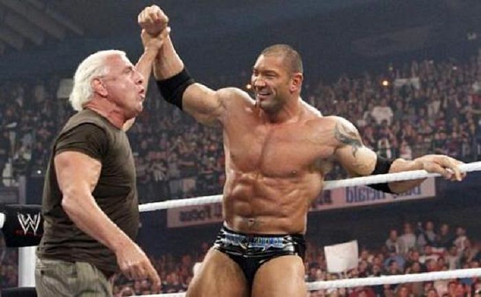 Ric Flair after helping Batista win a match.