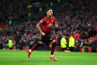 Manchester United's Andreas Pereria celebrating after scoring his first goal for Manchester United
