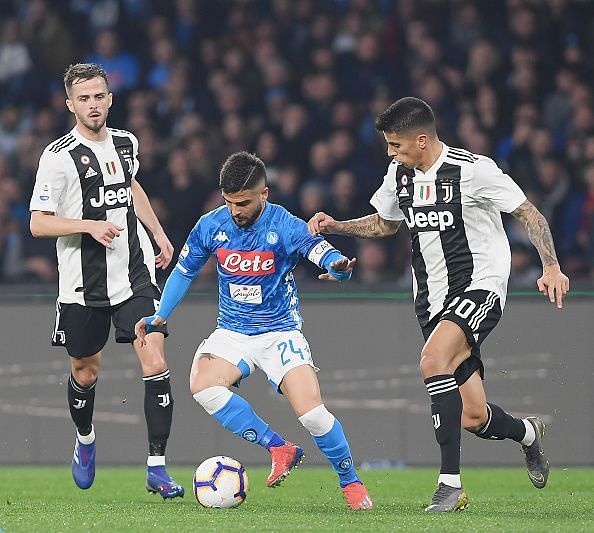 Joao Cancelo and Lorenzo Insigne in action