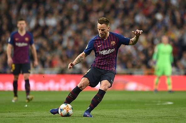 Rakitic in action during Barca&#039;s Copa del Rey win over Real Madrid recently