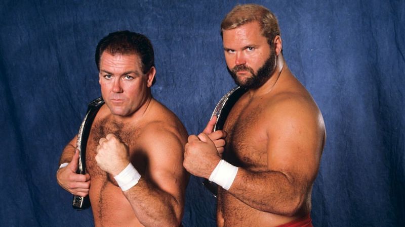 Arn Anderson (right) with partner and fellow Horsemen Tully Blanchard.