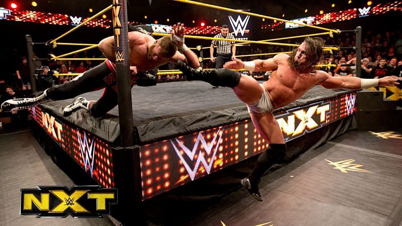 The quality of matches, such as this one between Sami Zayn and Neville, was not seen during the company&#039;s so-called peak period
