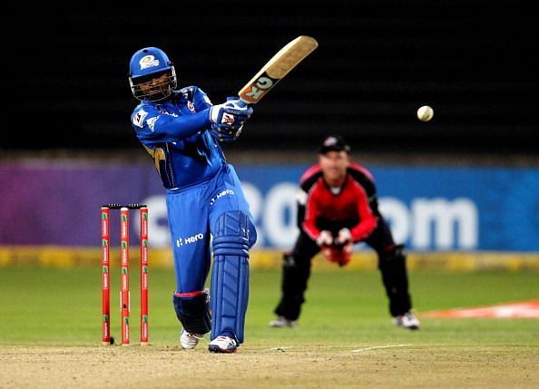 Harbhajan Singh in action for the Mumbai Indians