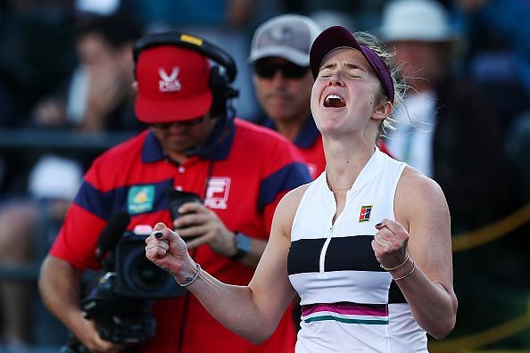 Elina Svitolina lets everything she has left inside her after winning a long match at the BNP Paribas Open