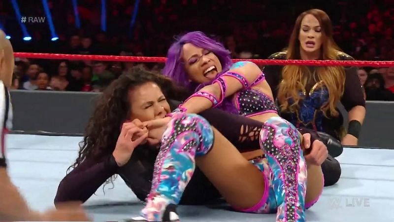 Sasha Banks had the upper hand but Tamina won using cheap tricks