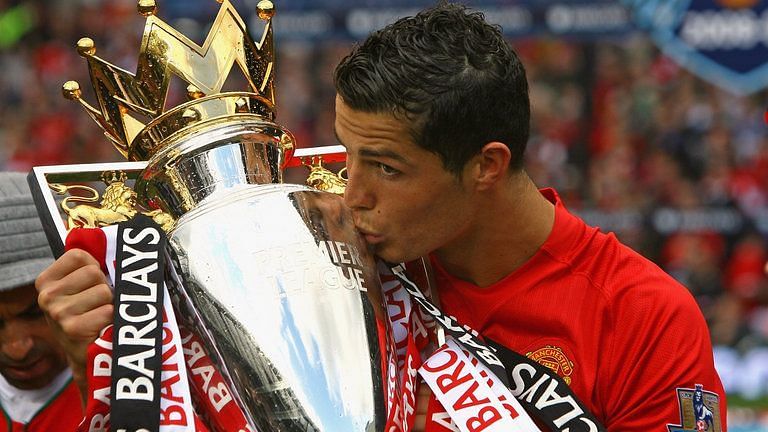 Ronaldo with the Premier League Trophy