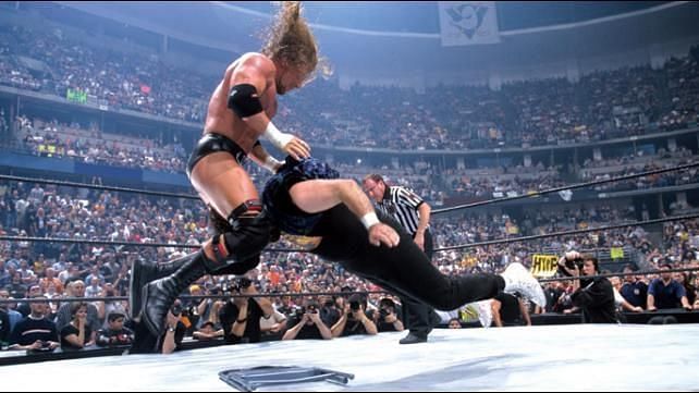 A Fatal Fourway featuring Triple H, The Rock, Cactus Jack, and The Big Show headlined a unique WrestleMania 2000 show.