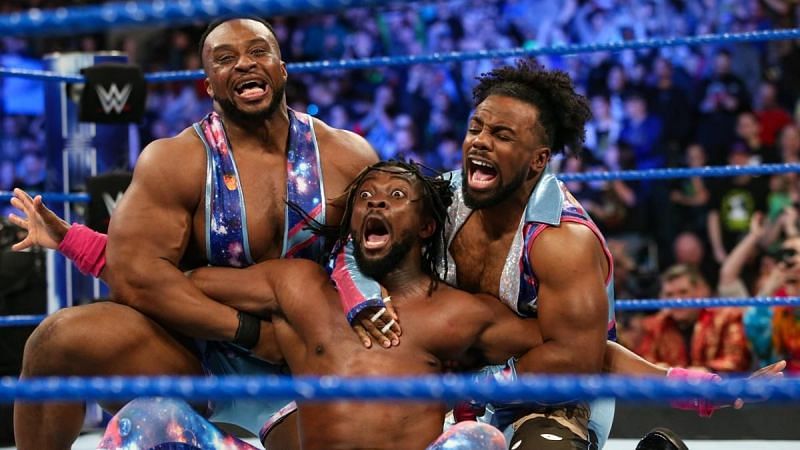 Big E and Xavier Woods hit the ring to start the celebration!