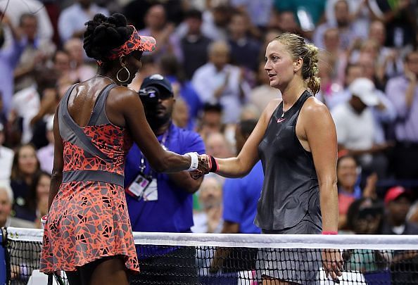 Venus Williams and Petra Kvitova at 2017 US Open Tennis Championships