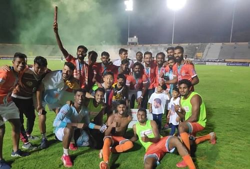 Chennai City FC players celebrating