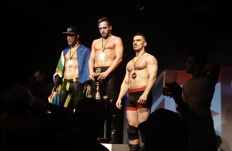 From left to right: Angelico (runner-up), El Phantasmo (champion), Cem Kaplan (third place) and A-Kid (fourth place).