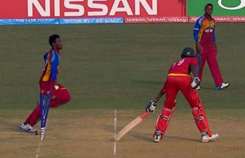 West Indies' Keemo Paul was roundly criticised for mankading a Zimbabwean batsman when his team was in danger of losing an under-19 World Cup game in 2016 (image courtesy: cricket.com.au)