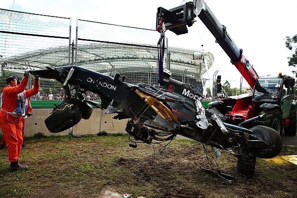 Fernando Alonso&#039;s McLaren was barely recognisable following his accident
