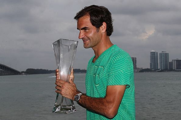 Federer with 2017 Miami Open trophy