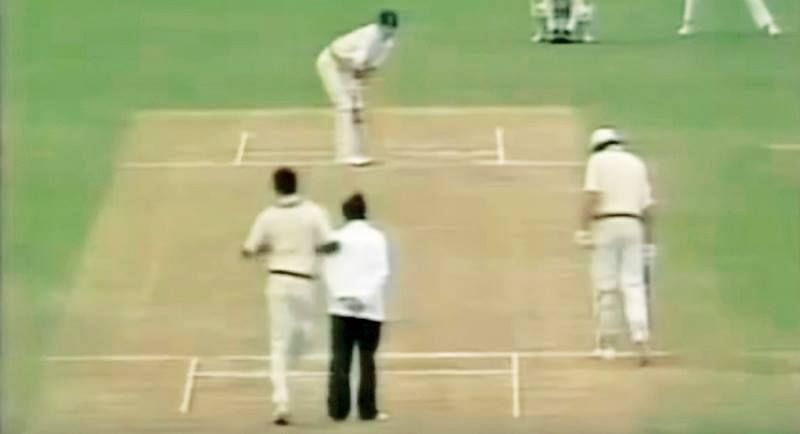 Colin Croft barged into Umpire Fred Goodall in this ill-tempered match
