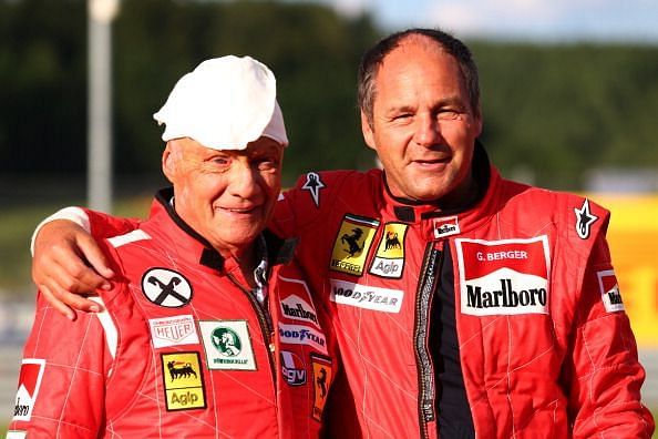 Niki Lauda (left) and Gerhard Berger are two greats of Formula 1.