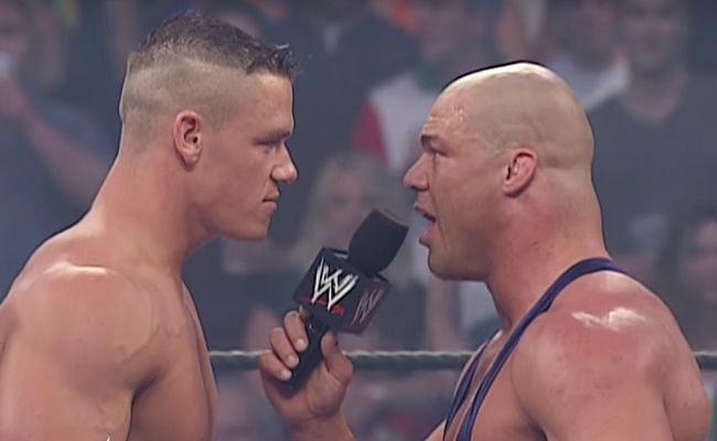 Kurt Angle faced John Cena in the latter&#039;s main roster debut match