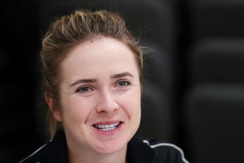 Elina Svitolina is all smiles after her late night match against Sofia Kenina at the BNP Paribas Open