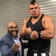 The former American football player with manager, Babatunde