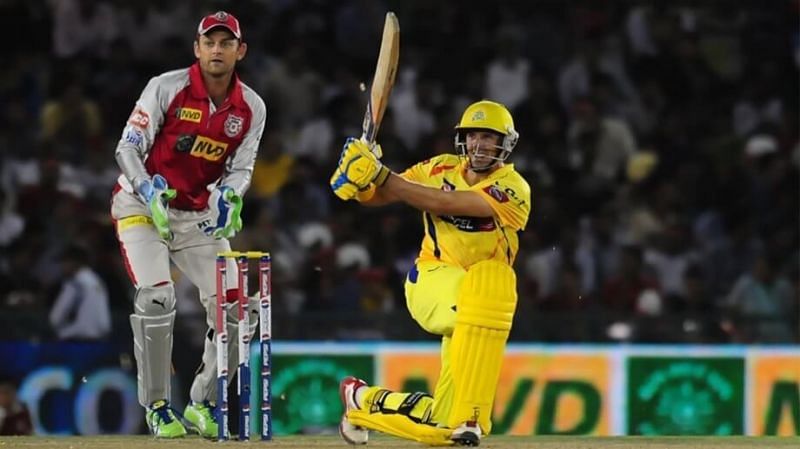 Michael Hussey on his way to a century against KXIP in 2008.