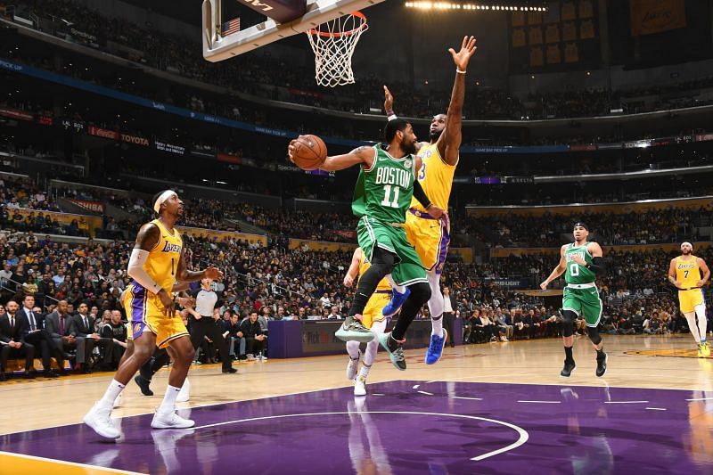 Action from LA Lakers vs Boston Celtics game
