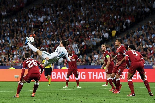Bale scoring a bicycle kick against Liverpool in the Champions League final