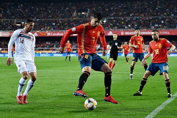 Morata in action against Norway